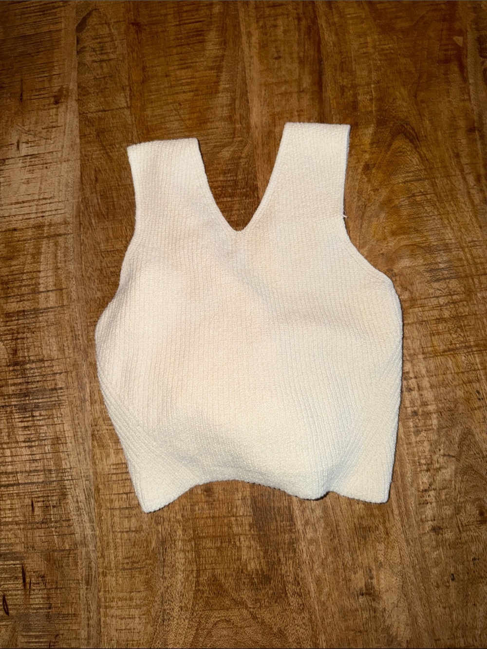A.L.C. Cream Knit V-Neck Crop Top